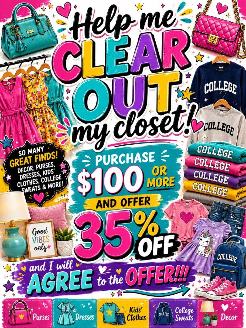 Closet Sale Take 35% off when you bundle $100 or more.